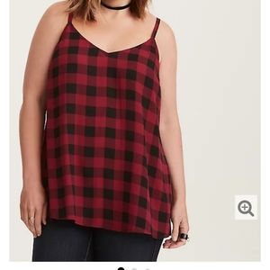 Plaid Gorgette Side Slit Cami